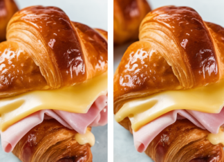 Oven-Baked Croissants with Ham and Cheese Delight